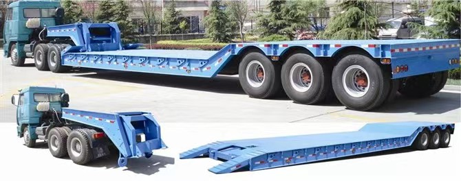 sơ mi rơ mooc phẳng thấp cổ ngỗng gooseneck low flat semi-trailer